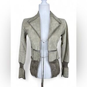Y2K vintage leather crochet jacket